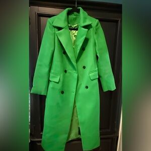 Source Unknown Vibrant Green Trench Coat